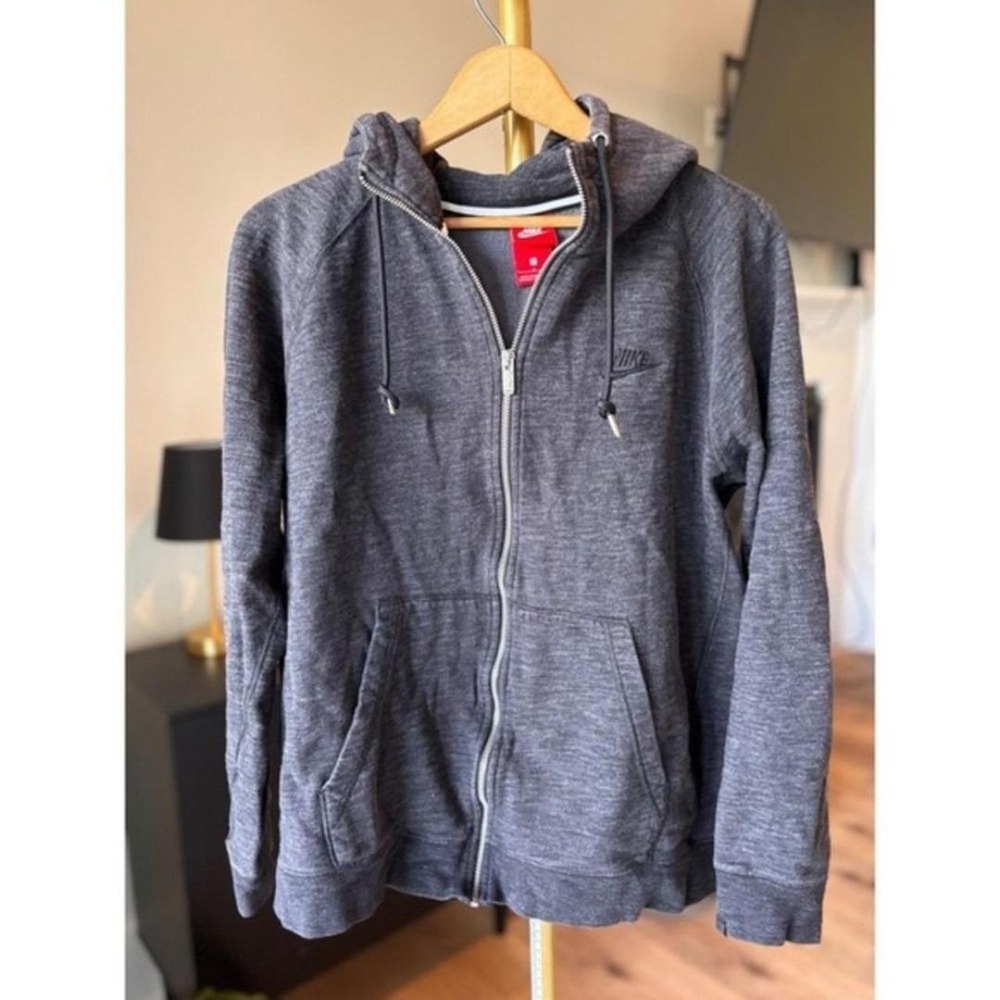 Nike Full Zip‎ Hoodie Dark Gray Heather Athletic Casual Size L